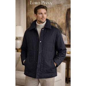 NWT Men's Loro Piana Navy Reversible Cashmere Down Jacket S